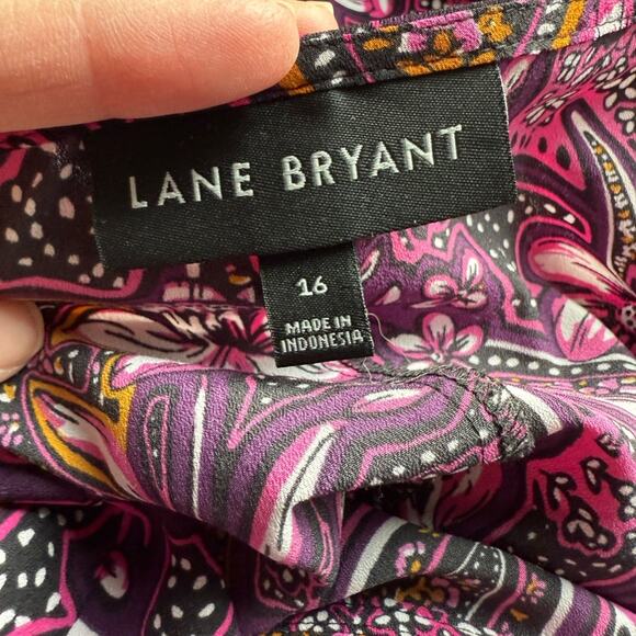 Lane Bryant Whimsical Paisley Tropical Bloomcore Ruffle Bell Sleeve Blouse 16 - Picture 6 of 9